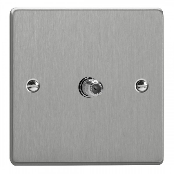 Varilight XDE8S.BS Brushed Steel 1-Gang TV Socket/ F-Type Satellite