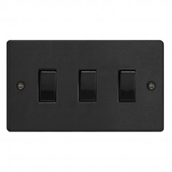 Varilight XDE93B.MB Matt Black 3-Gang 10A 1- or 2-Way Rocker Switch (Twin Plate)