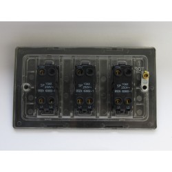 Varilight XDE93W.BB Brushed Brass 3-Gang 10A 1- or 2-Way Rocker Switch (Twin Plate)