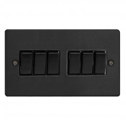 Varilight XDE96B.MB Matt Black 6-Gang 10A 1- or 2-Way Rocker Switch (Twin Plate)
