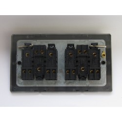Varilight XDE96W.BB Brushed Brass 6-Gang 10A 1- or 2-Way Rocker Switch (Twin Plate)