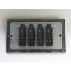 Varilight XDE9B.BB Brushed Brass 4-Gang 10A 1- or 2-Way Rocker Switch (Twin Plate) Varilight XDE9B.BB Brushed Brass 4-Gang 10A 1- or 2-Way Rocker Switch (Twin Plate)