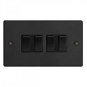 Varilight XDE9B.MB Matt Black 4-Gang 10A 1- or 2-Way Rocker Switch (Twin Plate)