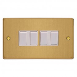 Varilight XDE9W.BB Brushed Brass 4-Gang 10A 1- or 2-Way Rocker Switch (Twin Plate)