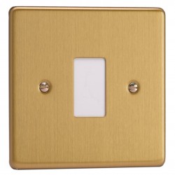 Varilight XDEPGY1.BB Brushed Brass 1-Gang PowerGrid Plate including Yoke (Single Plate)