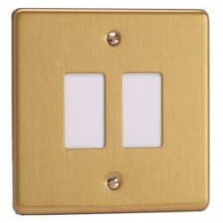 Varilight XDEPGY2.BB Brushed Brass 2-Gang PowerGrid Plate including Yoke (Single Plate)
