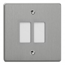 Varilight XDEPGY2.BS Brushed Steel 2-Gang PowerGrid Plate including Yoke (Single Plate)