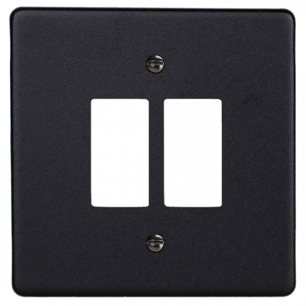 Varilight XDEPGY2.MB Matt Black 2-Gang PowerGrid Plate including Yoke (Single Plate)