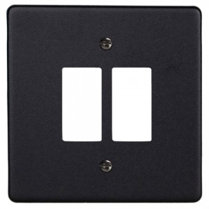 Varilight XDEPGY2.MB Matt Black 2-Gang PowerGrid Plate including Yoke (Single Plate)