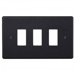 Varilight XDEPGY3.MB Matt Black 3-Gang PowerGrid Plate including Yoke (Twin Plate)