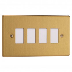 Varilight XDEPGY4.BB Brushed Brass 4-Gang PowerGrid Plate including Yoke (Twin Plate)