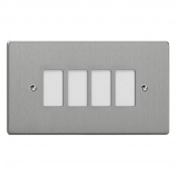 Varilight XDEPGY4.BS Brushed Steel 4-Gang PowerGrid Plate including Yoke (Twin Plate)