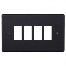 Varilight XDEPGY4.MB Matt Black 4-Gang PowerGrid Plate including Yoke (Twin Plate)