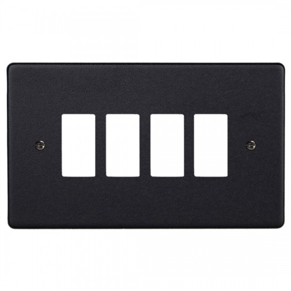 Varilight XDEPGY4.MB Matt Black 4-Gang PowerGrid Plate including Yoke (Twin Plate)