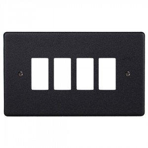 Varilight XDEPGY4.MB Matt Black 4-Gang PowerGrid Plate including Yoke (Twin Plate)