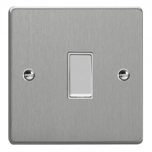 Varilight XDER1W.BS Brushed Steel 1-Gang 10A Retractive Switch