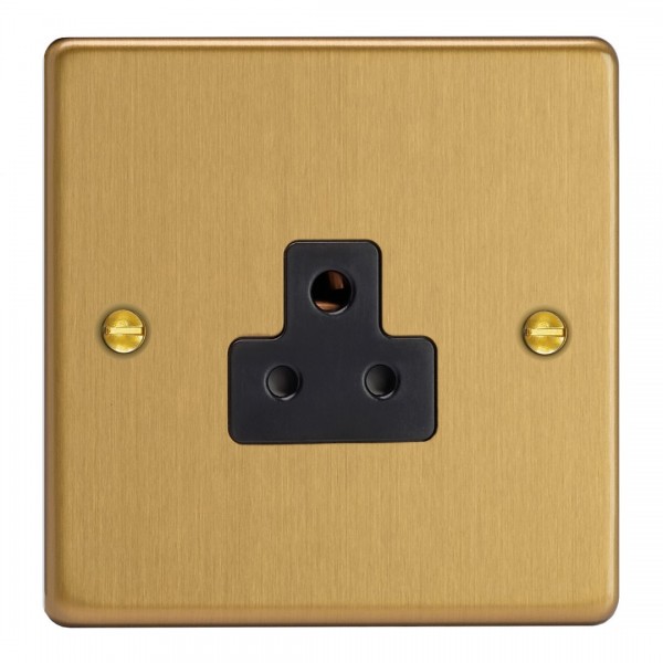 Varilight XDERP2AB.BB Brushed Brass 1-Gang 2A Round Pin Socket