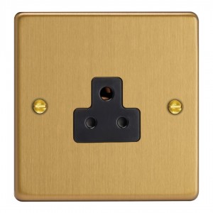 Varilight XDERP2AB.BB Brushed Brass 1-Gang 2A Round Pin Socket