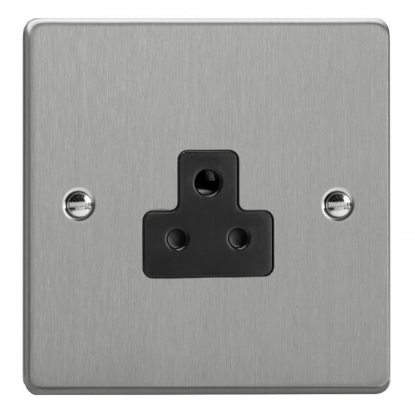 Varilight XDERP2AB.BS Brushed Steel 1-Gang 2A Round Pin Socket