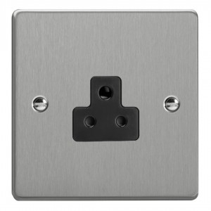 Varilight XDERP2AB.BS Brushed Steel 1-Gang 2A Round Pin Socket