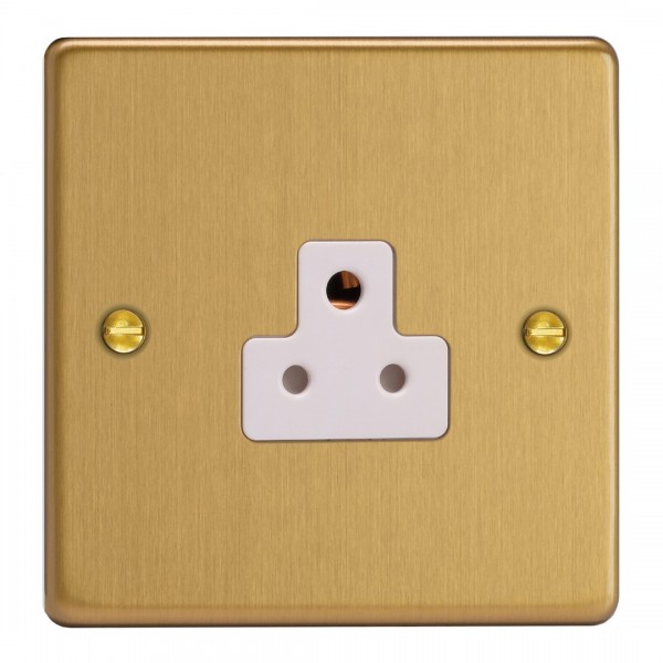 Varilight XDERP2AW.BB Brushed Brass 1-Gang 2A Round Pin Socket
