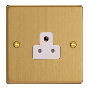 Varilight XDERP2AW.BB Brushed Brass 1-Gang 2A Round Pin Socket