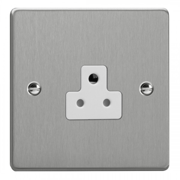 Varilight XDERP2AW.BS Brushed Steel 1-Gang 2A Round Pin Socket