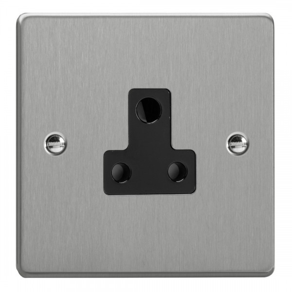 Varilight XDERP5AB.BS Brushed Steel 1-Gang 5A Round Pin Socket