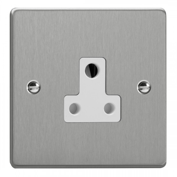 Varilight XDERP5AW.BS Brushed Steel 1-Gang 5A Round Pin Socket