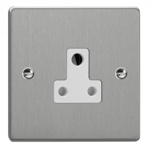 Varilight XDERP5AW.BS Brushed Steel 1-Gang 5A Round Pin Socket