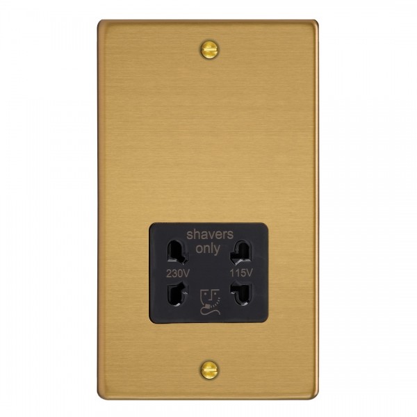 Varilight XDESSB.BB Brushed Brass Dual Voltage Shaver Socket 230V/115V
