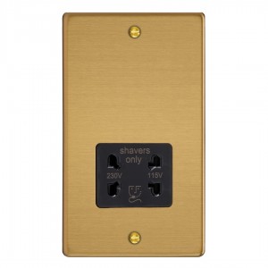 Varilight XDESSB.BB Brushed Brass Dual Voltage Shaver Socket 230V/115V