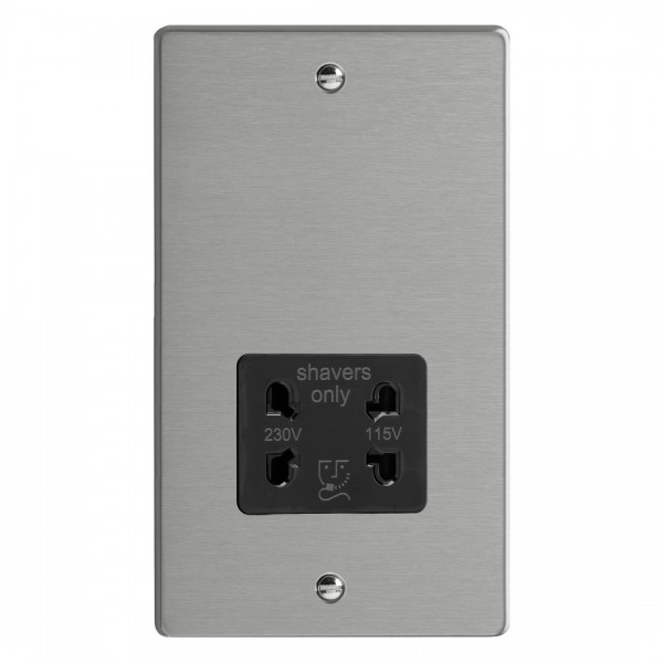 Varilight XDESSB.BS Brushed Steel Dual Voltage Shaver Socket 230V/115V