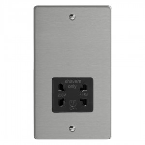 Varilight XDESSB.BS Brushed Steel Dual Voltage Shaver Socket 230V/115V