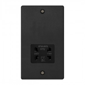 Varilight XDESSB.MB Matt Black Dual Voltage Shaver Socket 230V/115V