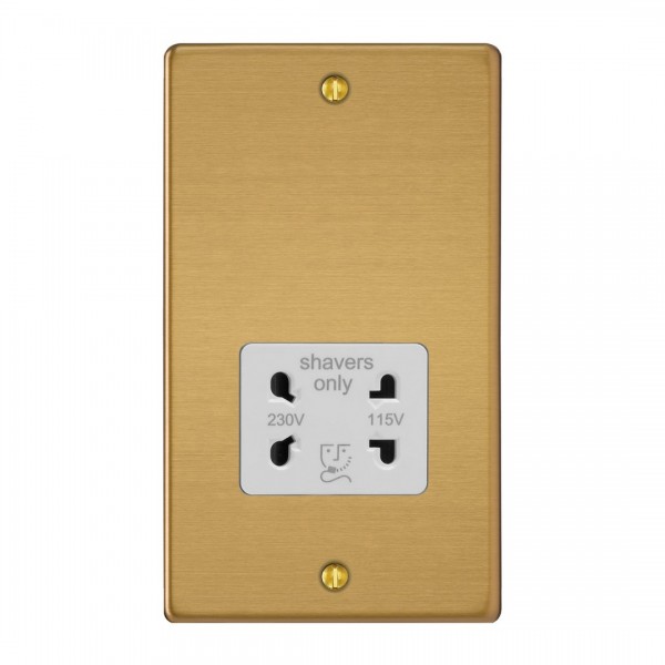 Varilight XDESSW.BB Brushed Brass Dual Voltage Shaver Socket 230V/115V