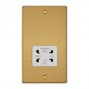 Varilight XDESSW.BB Brushed Brass Dual Voltage Shaver Socket 230V/115V
