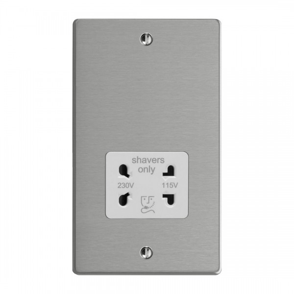 Varilight XDESSW.BS Brushed Steel Dual Voltage Shaver Socket 230V/115V