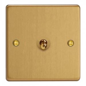 Varilight XDET1.BB Brushed Brass 1-Gang 10A 1- or 2-Way Toggle Switch