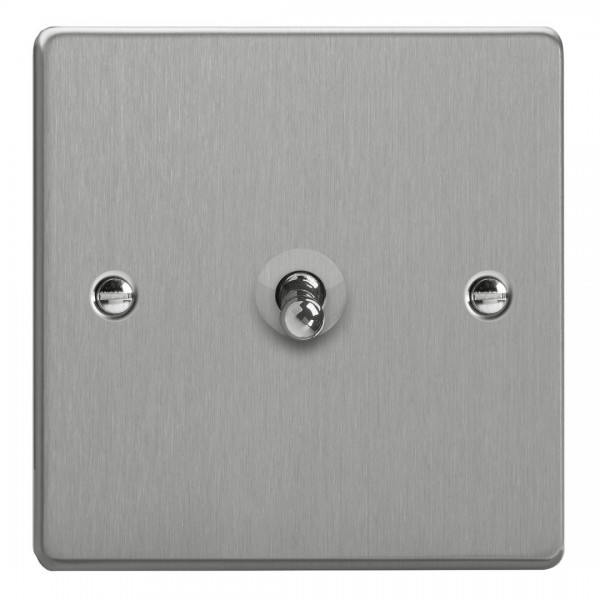 Varilight XDET1.BS Brushed Steel 1-Gang 10A 1- or 2-Way Toggle Switch