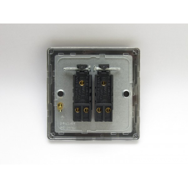 Varilight XDET2.BS Brushed Steel 2-Gang 10A 1- or 2-Way Toggle Switch