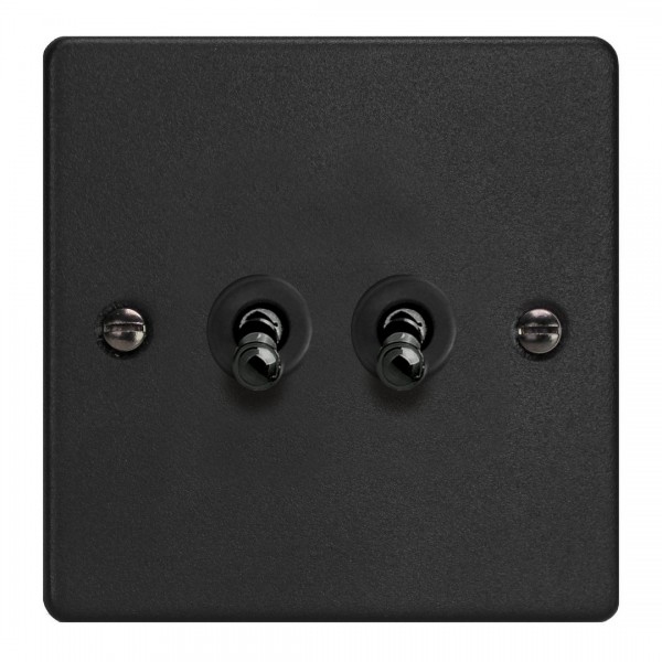 Varilight XDET2.MB Matt Black 2-Gang 10A 1- or 2-Way Toggle Switch