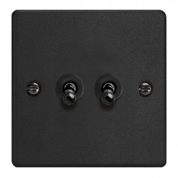 Varilight XDET71.MB Matt Black 2-Gang (10A Intermediate Switch with 10A 1- or 2-Way Toggle Switch)