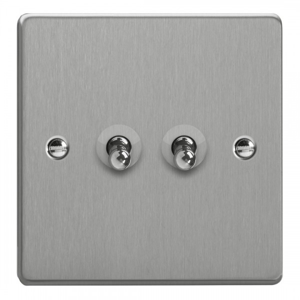 Varilight XDET77.BS Brushed Steel 2-Gang 10A Intermediate Toggle Switch