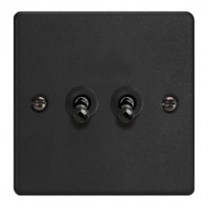 Varilight XDET77.MB Matt Black 2-Gang 10A Intermediate Toggle Switch