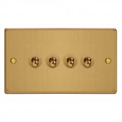 Varilight XDET9.BB Brushed Brass 4-Gang 10A 1- or 2-Way Toggle Switch (Twin Plate)