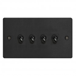 Varilight XDET9.MB Matt Black 4-Gang 10A 1- or 2-Way Toggle Switch (Twin Plate)