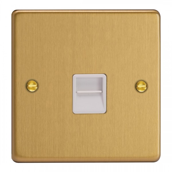 Varilight XDETMW.BB Brushed Brass 1-Gang Telephone Master Socket