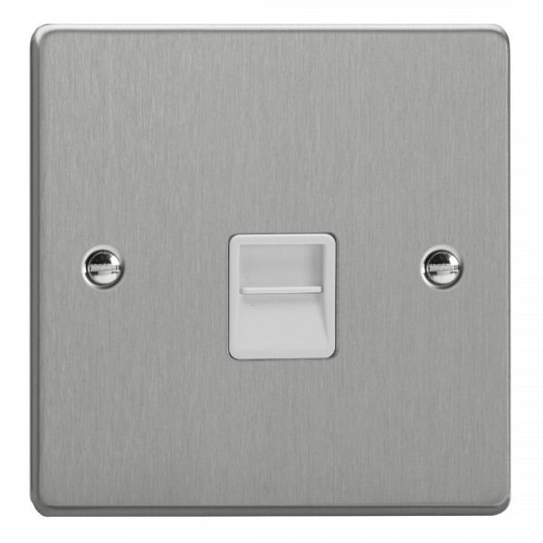 Varilight XDETMW.BS Brushed Steel 1-Gang Telephone Master Socket
