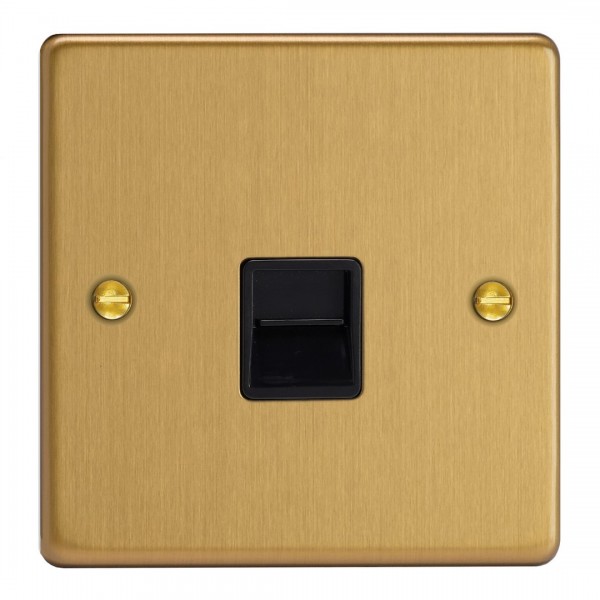 Varilight XDETSB.BB Brushed Brass 1-Gang Telephone Secondary (Extension) Socket